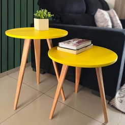 Mesa de Apoio e Lateral Sofá Para Sala Decoração Kit Duas Mesinhas