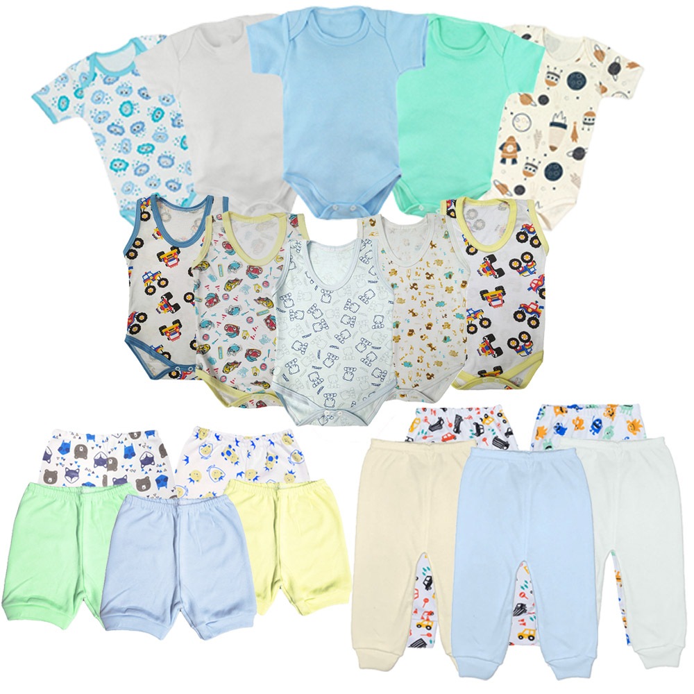 Kit Roupa de Bebê 20 Peças Maternidade Verão Body Short Mijão
