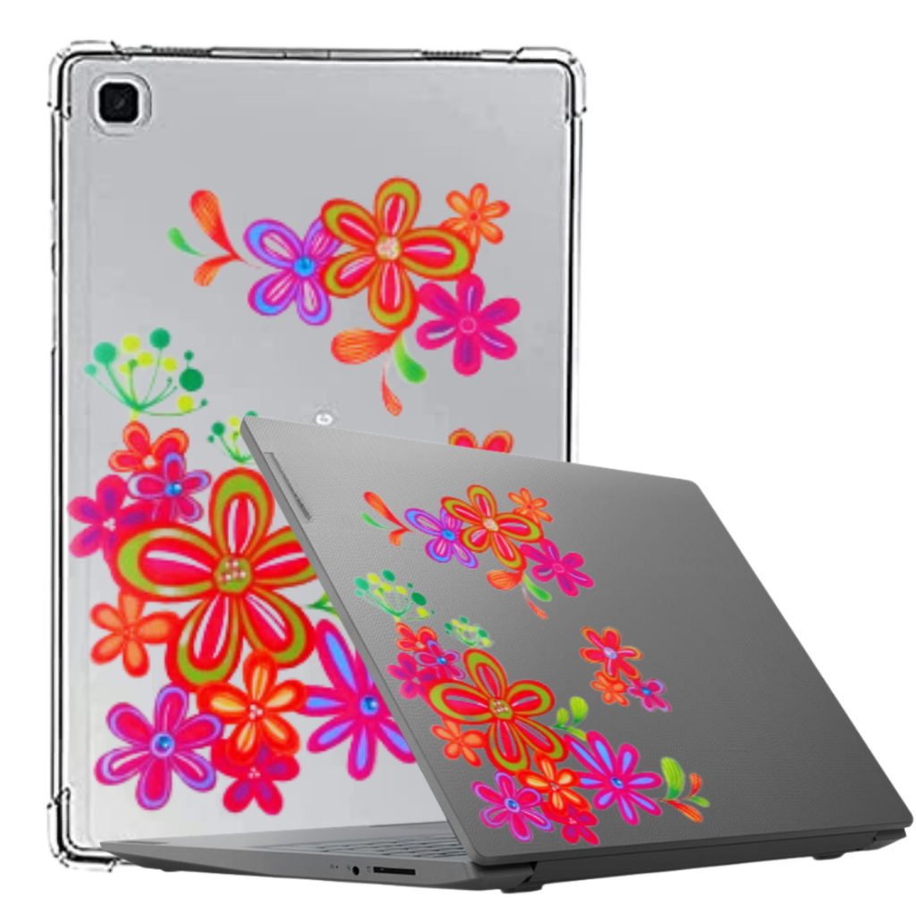 Adesivo p/ Tablet ou Notebook Macbook de Borboleta e Flores Estampado