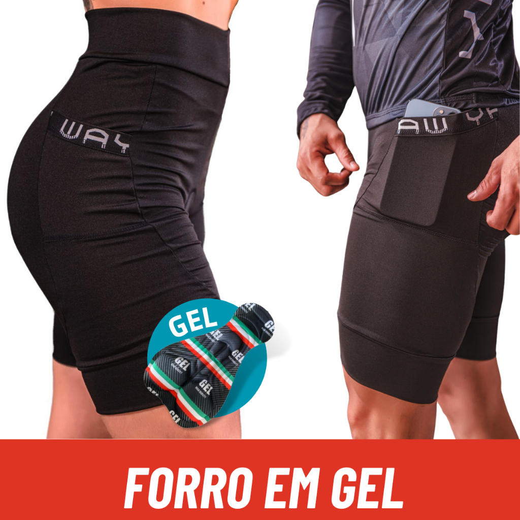 Bermuda de Ciclismo Short Masculino e Feminino com Forro em Gel Way Profissional Bike Mtb