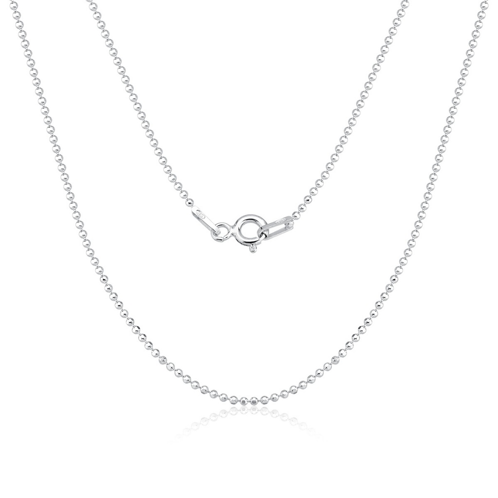 Colar prata 925 corrente bolinha diamantada 45cm prata 925 maciça em Oferta na Shopee
