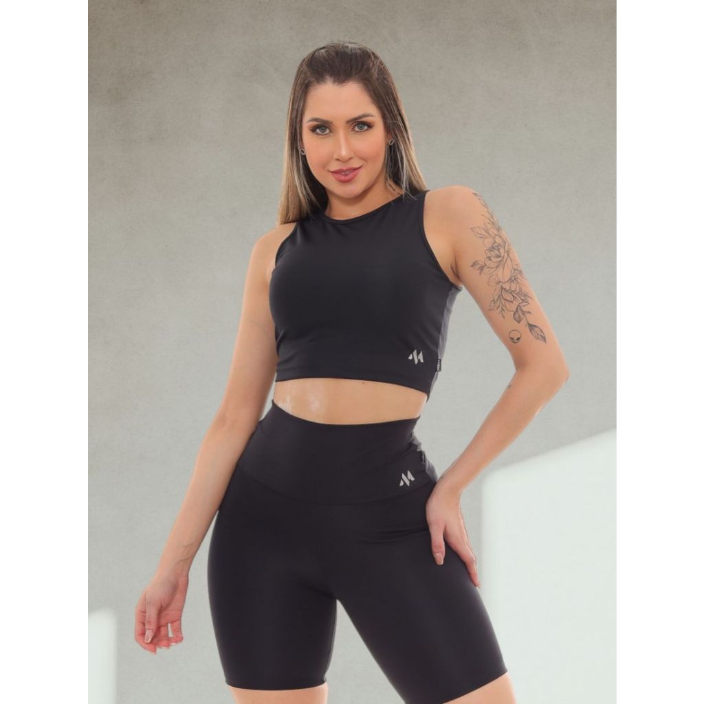 Conjunto Com Bermuda Blackout Moda Academia Zero Transparencia
