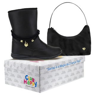 Bota Infantil Feminina Menina Club Happy Com Bolsinha