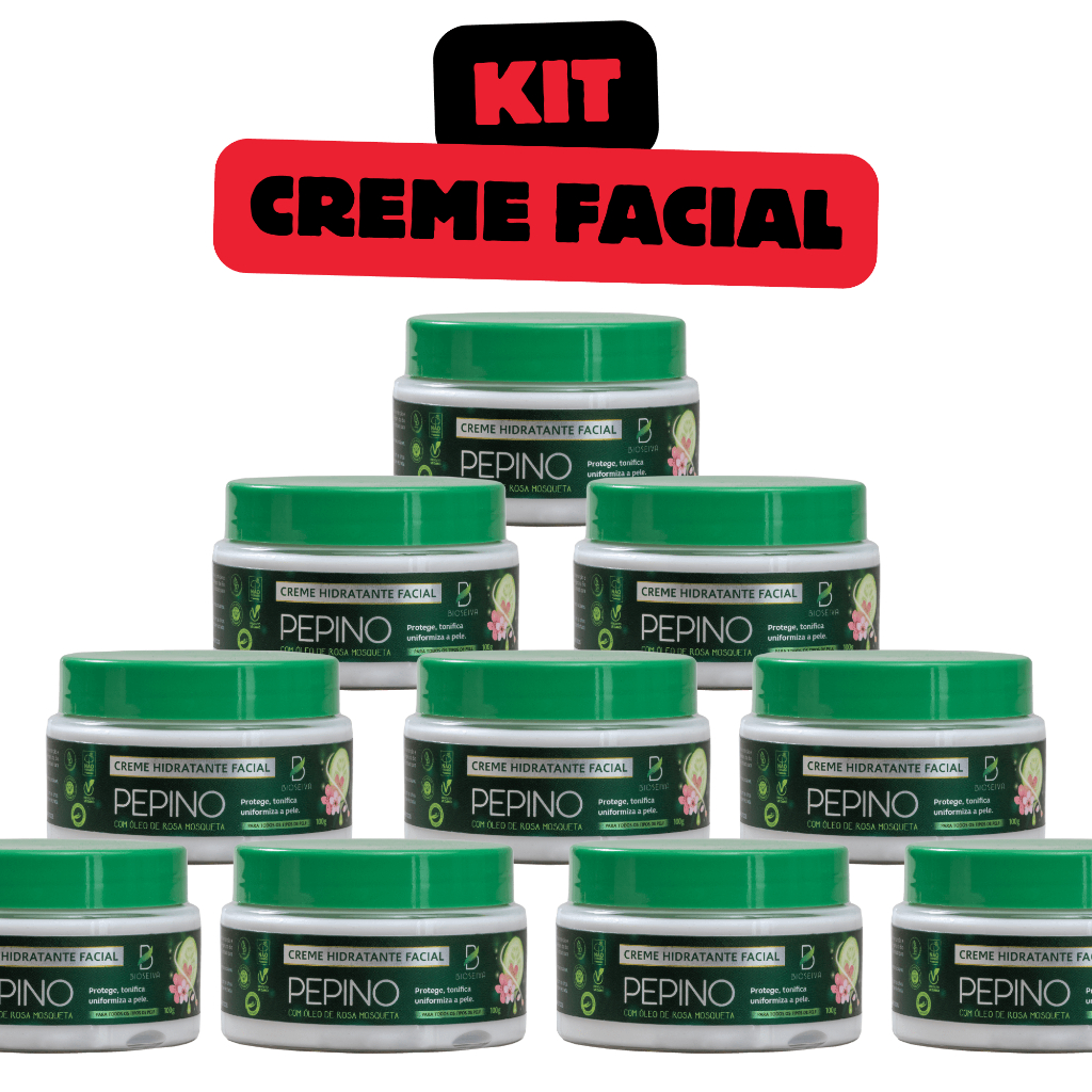 Kit Creme Hidratante Facial Vegano BioSeiva 100g – Pepino Rosa Mosqueta e Argila Branca