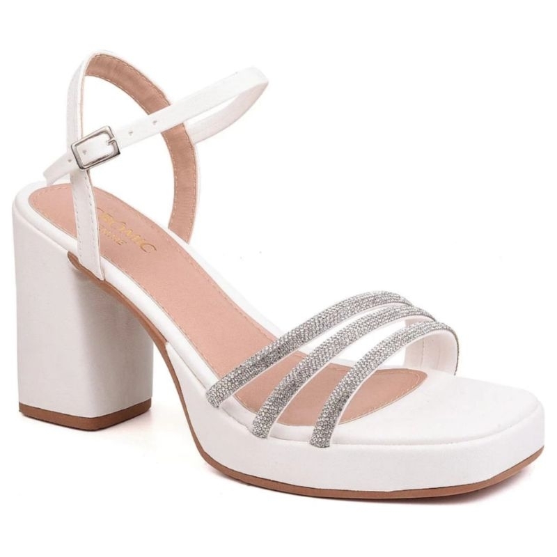 ● Sandália salto feminino com strass salto 10cm confortável e elegante ●