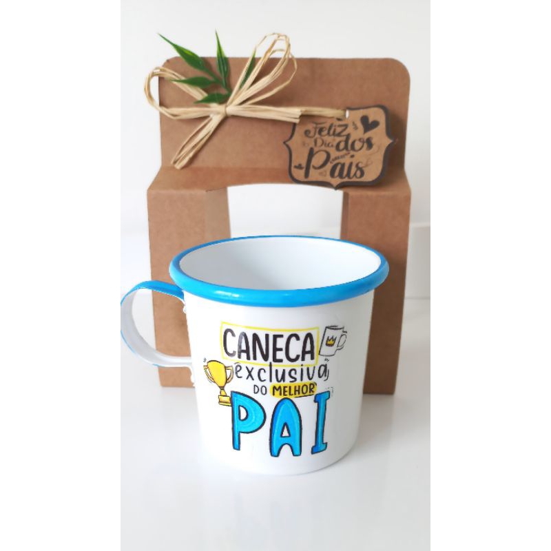 CANECA DIA DOS PAIS ALUMINIO 250ML EMBALAGEM ENVIO IMEDIATO