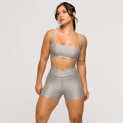 Conjunto Fitness Academia Top e Short Poliamida Treinos Coleção Glow