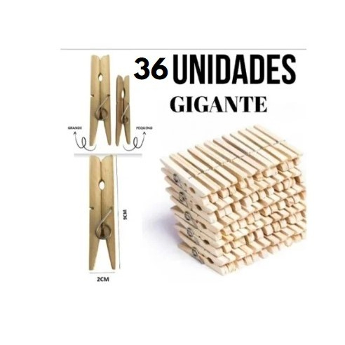 36 Prendedor Pregador de Roupas de Madeira GIGANTE em Oferta na Shopee