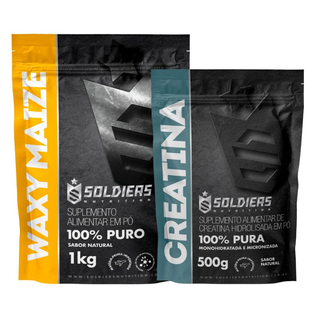 Kit: Creatina 500g + Waxy Maize 1kg Soldiers Nutrition Força Performance em Oferta na Shopee