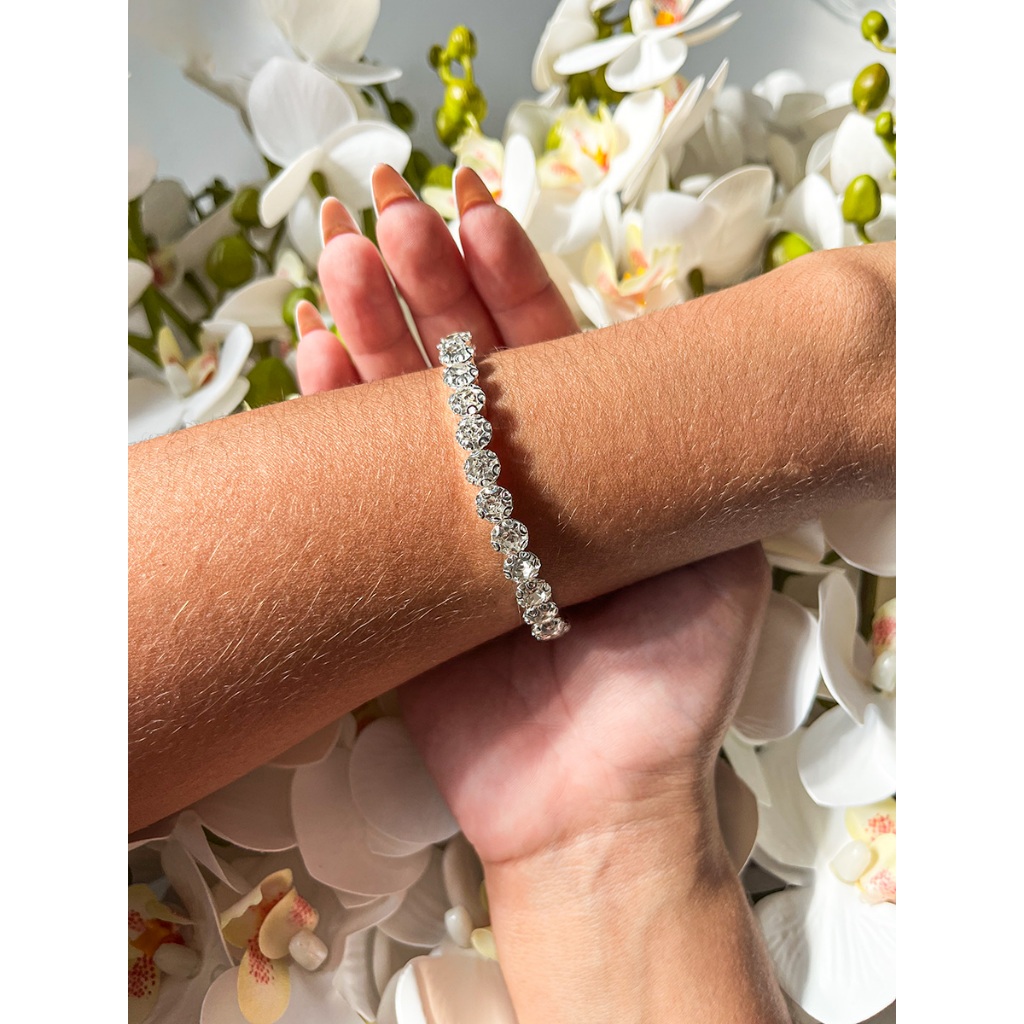 pulseira bracelete festa strass prata casamento debutante madrinha pul-24
