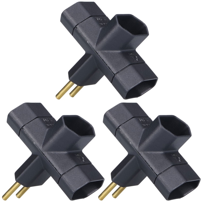 3 Adaptador Plug T Benjamim Tê Triplo Benjamin 2 Pinos 10a Preto Margirius