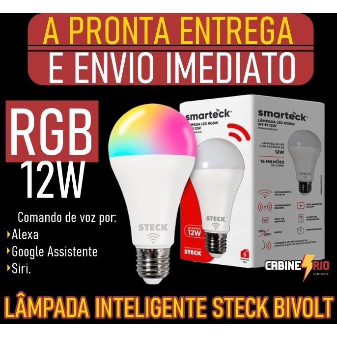 Steck, Lâmpada Inteligente 12W, RGBW Wi-Fi, Bivolt