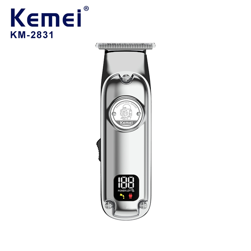 Kemei KM 2831 Máquina De Corte De Barbeiro De Metal Carreento Digital USB Mini Design Corpo De Metal em Oferta na Shopee
