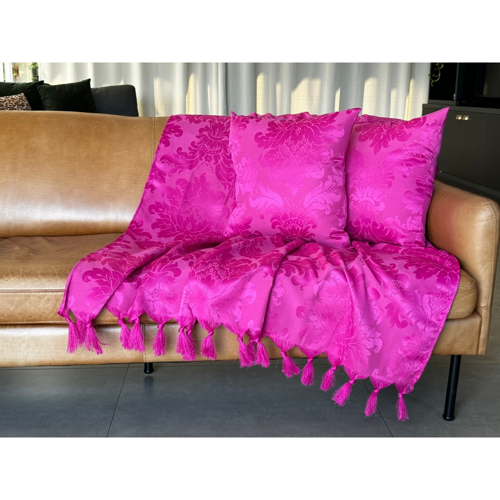 Xale Manta Sofá Jacquard Pink 1,80mx1,40m