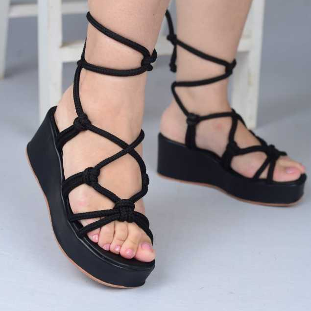 Sandália Feminina Plataforma De Amarração Confortavel Tamanco Feminino envio imediato..