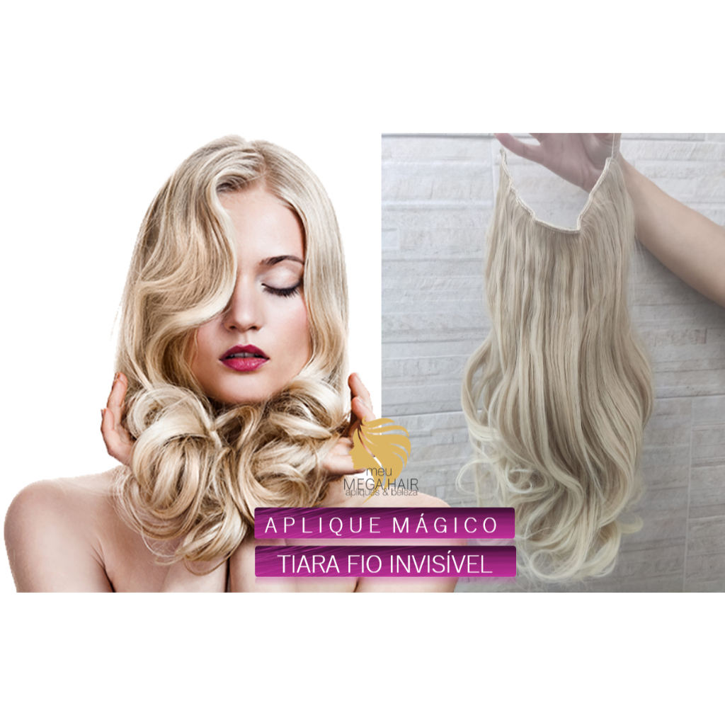 Cabelo Aplique Loiro Pérola Ondulado Igual Humano Tic Tac 60cm 150grs Bio Humano Premium