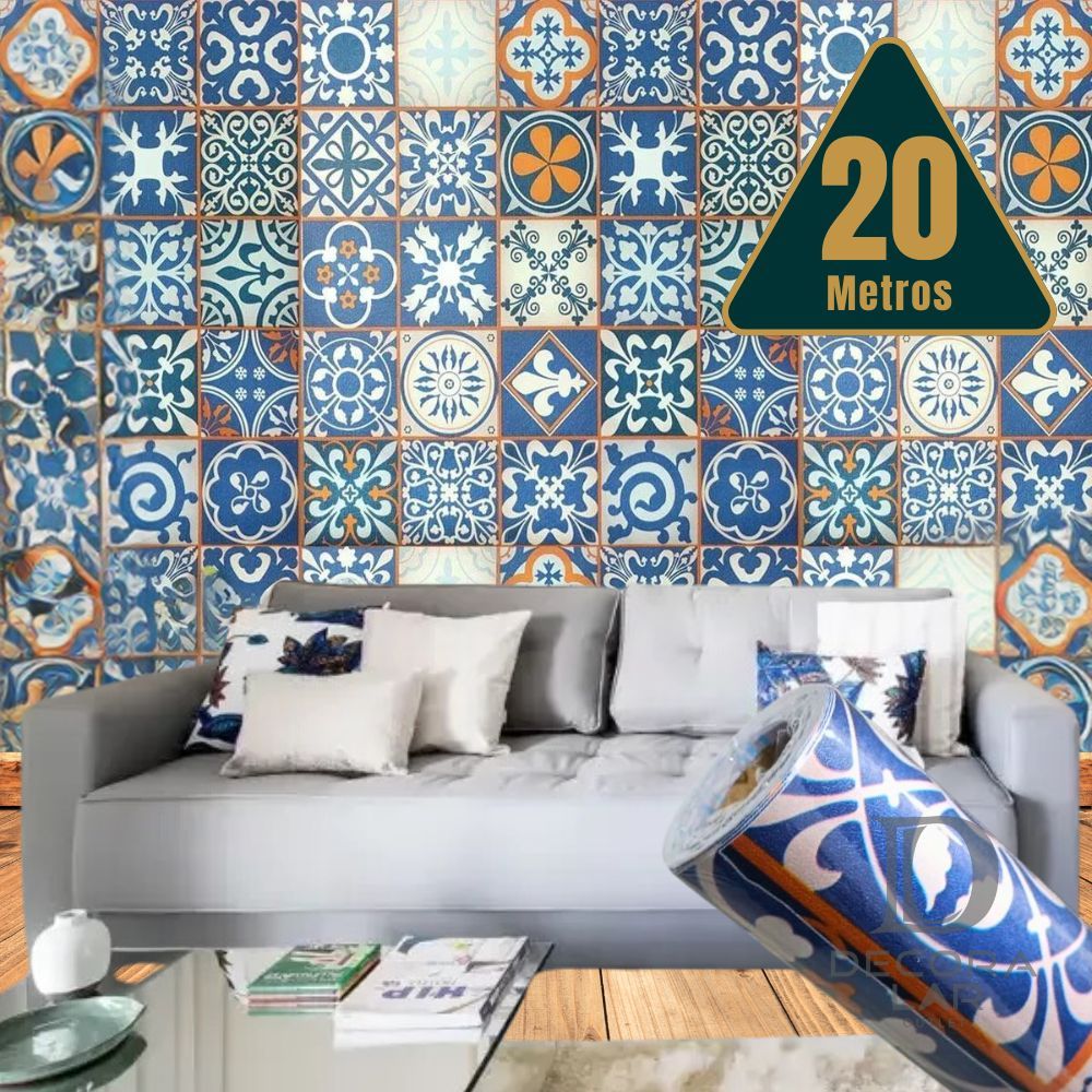 Papel de Parede Adesivo Azulejo Português Autocolante Rolo 5m x 45cm Cozinha Banheiro em Oferta na Shopee