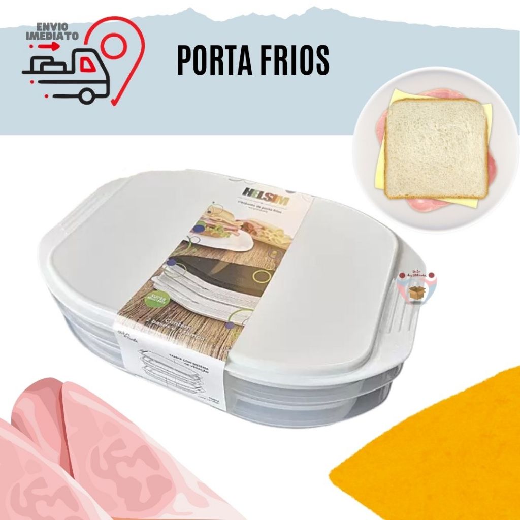 Porta Frios Hermético 1400ml Empilhável Tampa com Vedação Super Resistente Branco Helsim