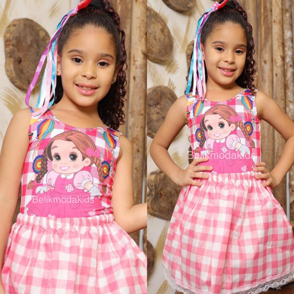 Body Infantil Festa Junina Xadrez Arraiá Rosa  Regata E Maio PROMOÇÃO Festa Fantasia Bodys Bore Bori Bory Bodi Princesa