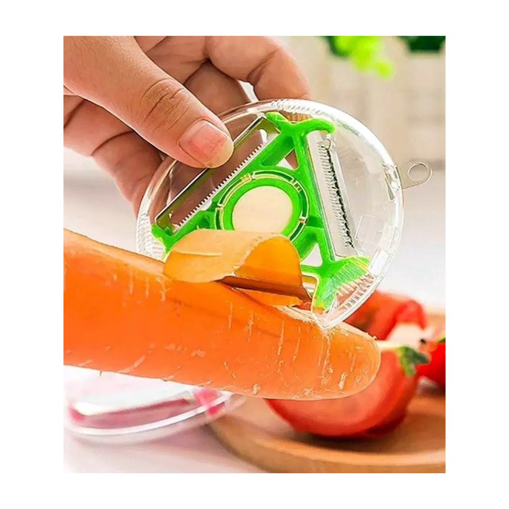 Descascador Spin 360° de Legumes Frutas Cozinha Ralador Queijo 3 Lâminas