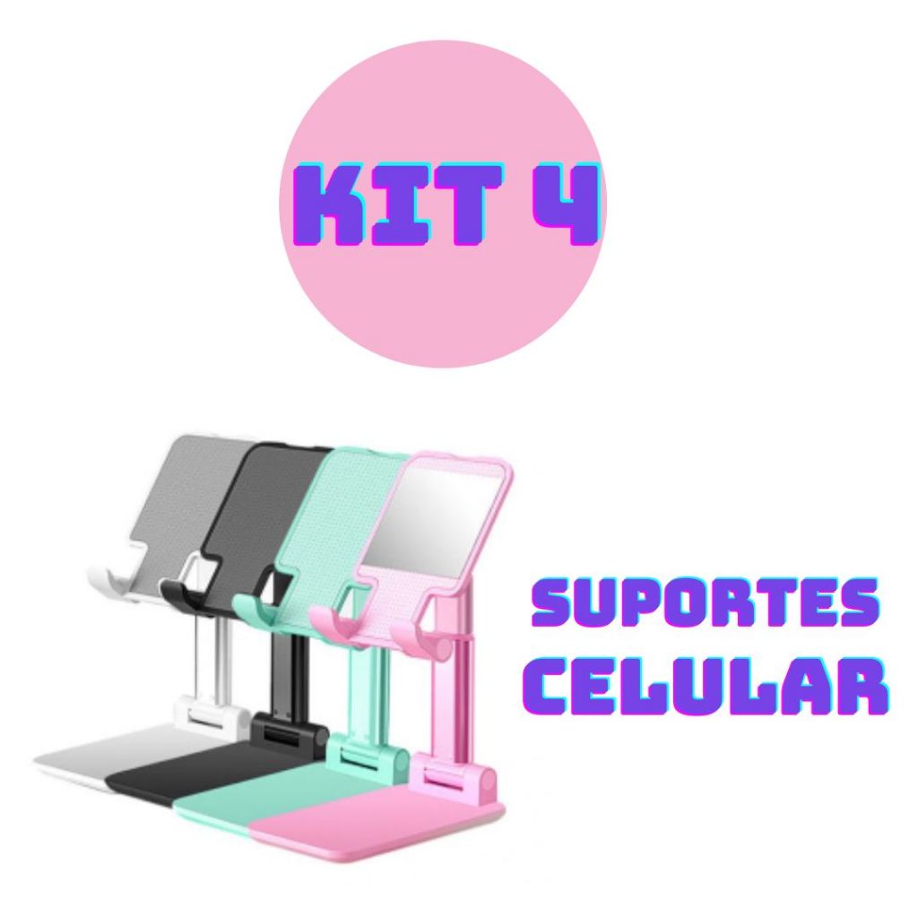 KIT 4 Suporte De Celular Universal Mesa Apoio Dobrável Tablet Base CORES SORTIDAS