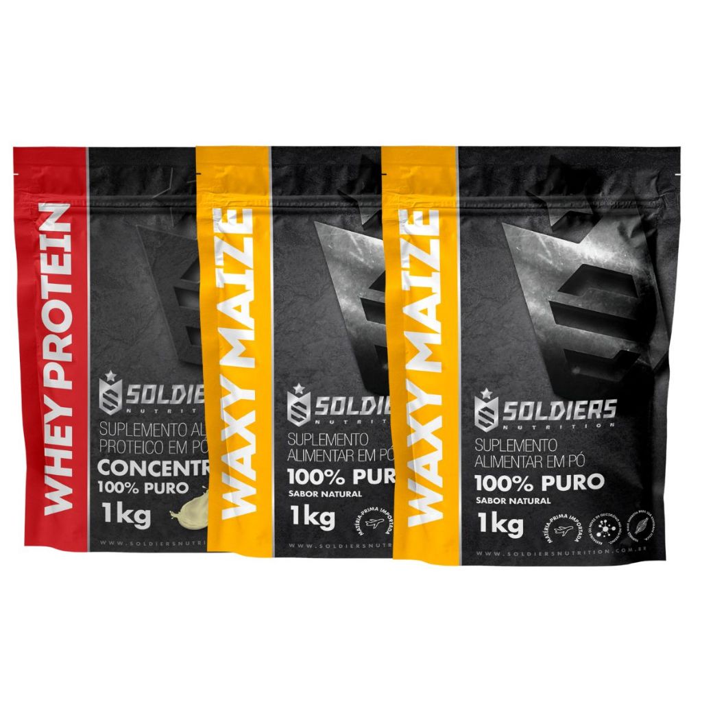 Kit: Whey Protein Concentrado 1Kg + Waxy Maize 2Kg - Soldiers Nutrition