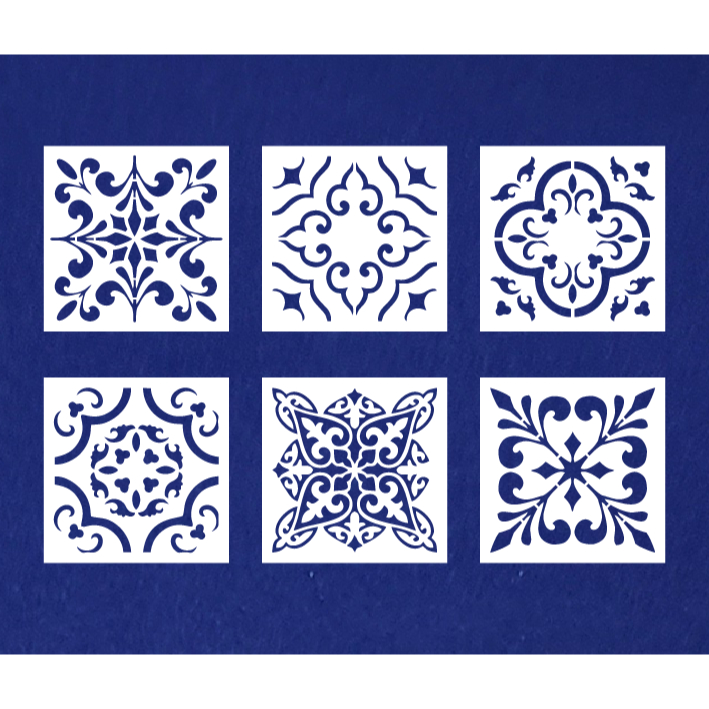 Stencil para Pintura 14x14cm Azulejos Grupo 2 em Oferta na Shopee