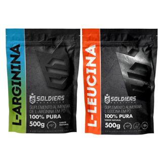 Kit: Arginina 500g + Leucina 500g Soldiers Nutrition Aminoácido Recuperação em Oferta na Shopee