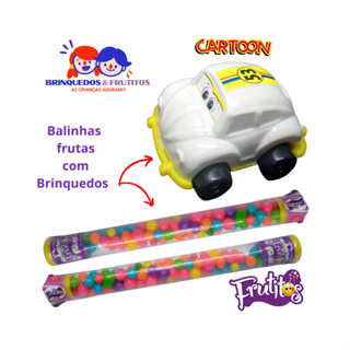 Kit 20 PEÇAS (10 Tubetes c/Balinhas Doces Frutitos+10 Carrinho Fusca)Lembrancinhas de aniversário e Sacolinhas Surpresa em Oferta na Shopee