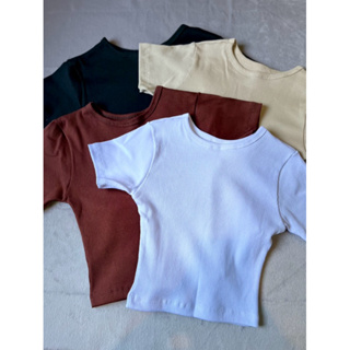 Cropped Manga Curta Canelado Manguinha Zara Ribana Canelada Moda Gringa Crooped Agodao Blusinha Curta Camiseta Básica em Oferta na Shopee