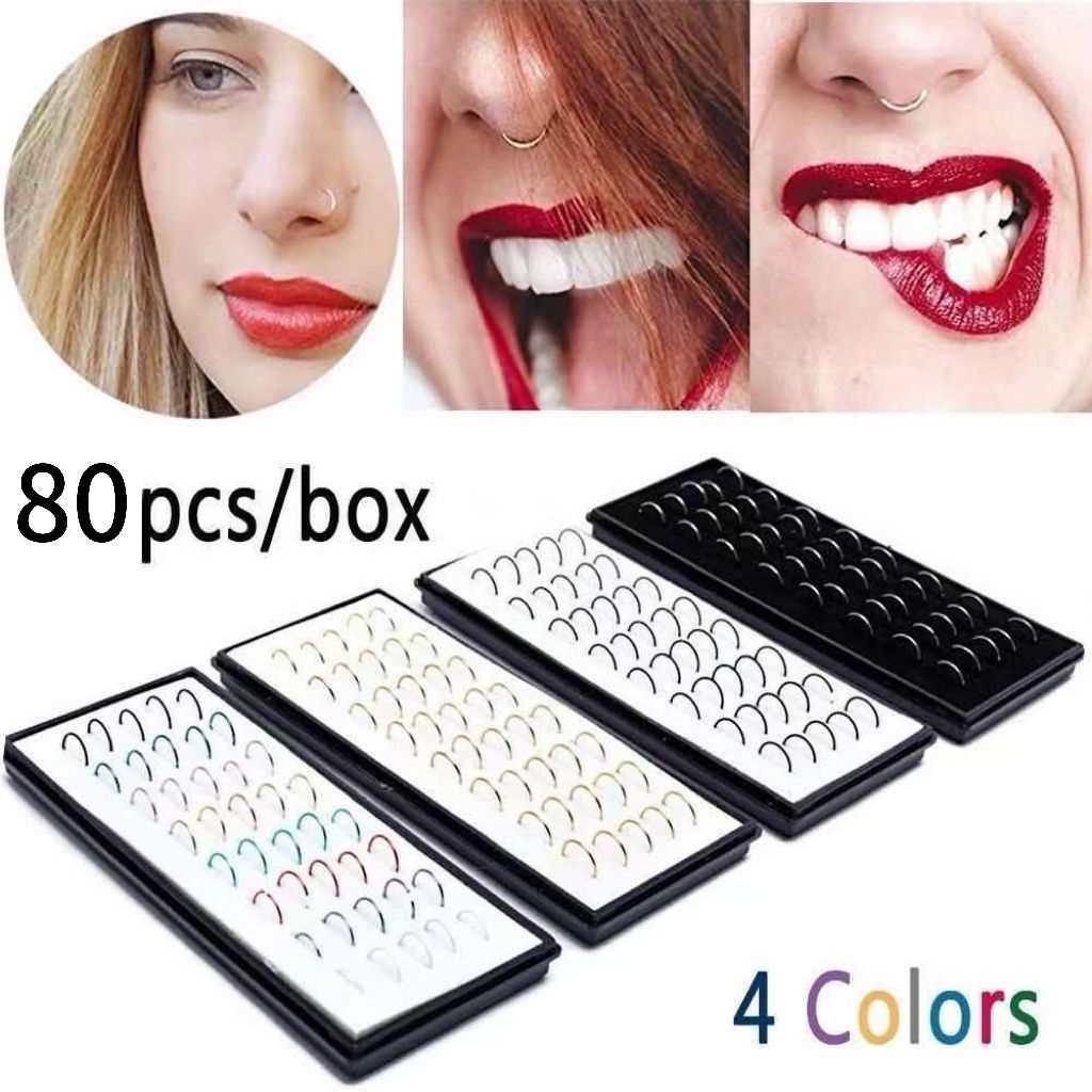 80 Piercing De Nariz Nostril Aço Com Pedra De Strass reto silicone Kit Luxo Unissex Masculino femino Fashion Top