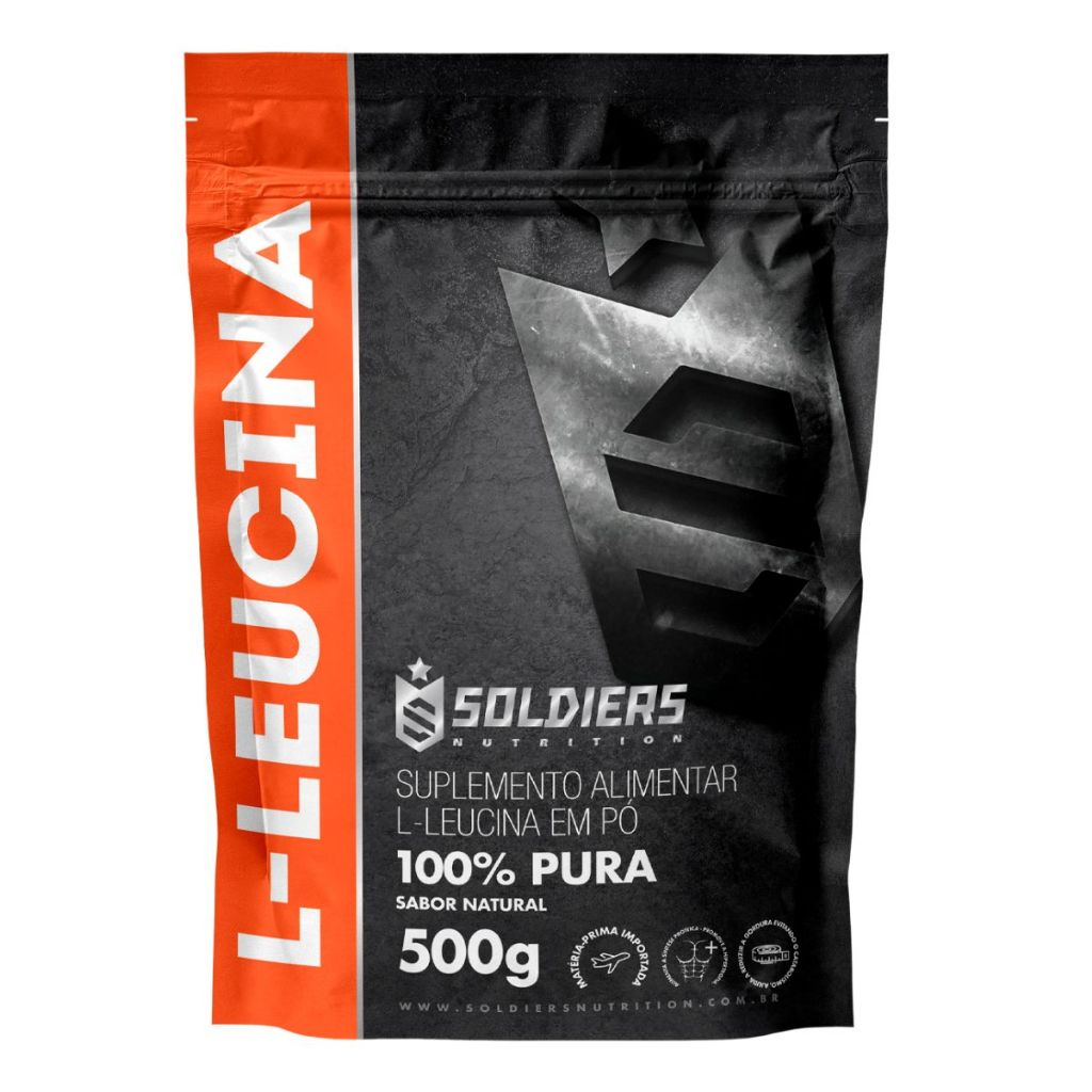 L-Leucina 500g 100% Pura Importada Soldiers Nutrition Aminoácido Suplemento Nutricional Recuperação Muscular em Oferta na Shopee