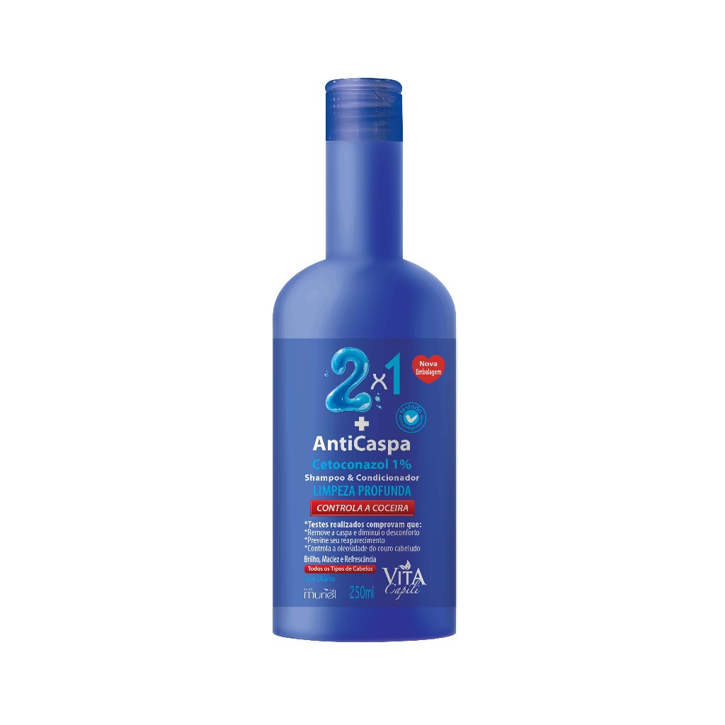 SHAMPOO ANTICASPA 2 x 1 VITA CAPILI 250ML MURIEL ORIGINAL em Oferta na Shopee
