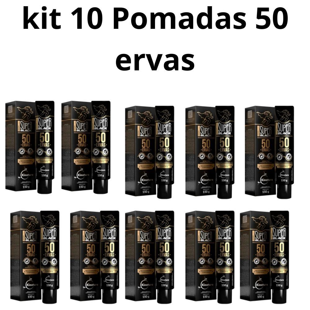 kit 10 Gel de Alívio Natural Pomada 50 Ervas para Contusões e Desconfortos Articulares