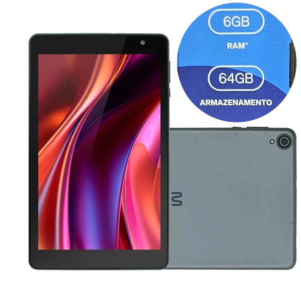 Tablet M8 Multi 6GB RAM + 64GB 2MP/5MP Wi-Fi Bluetooth USB-C 8” Cinza - NB426