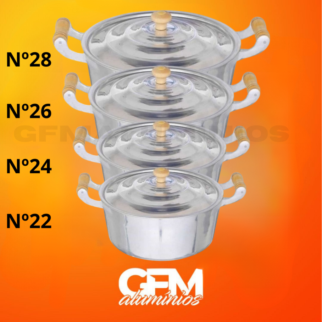 Conjunto de Panela em Aluminio Batido fundido grosso Nº22 a 28 / LINHA PREMIUM GRANDE. Jogo de panelas para sua cozinha