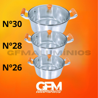 Jogo de Panela 26/28/30 Grande Tampas de Vidro Alumínio Batido Fundido Grosso. Cozinha. conjunto de panelas em Oferta na Shopee