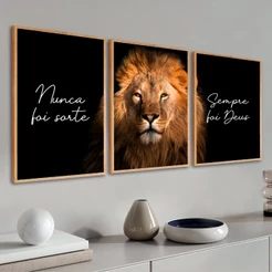 Quadro Decorativo Sala Leão De Judá Grande Com Moldura