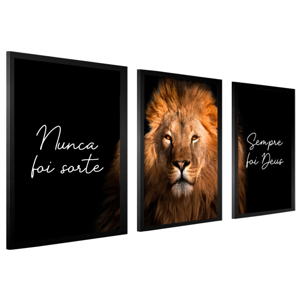 Quadro Decorativo Sala Leão De Judá Grande Com Moldura