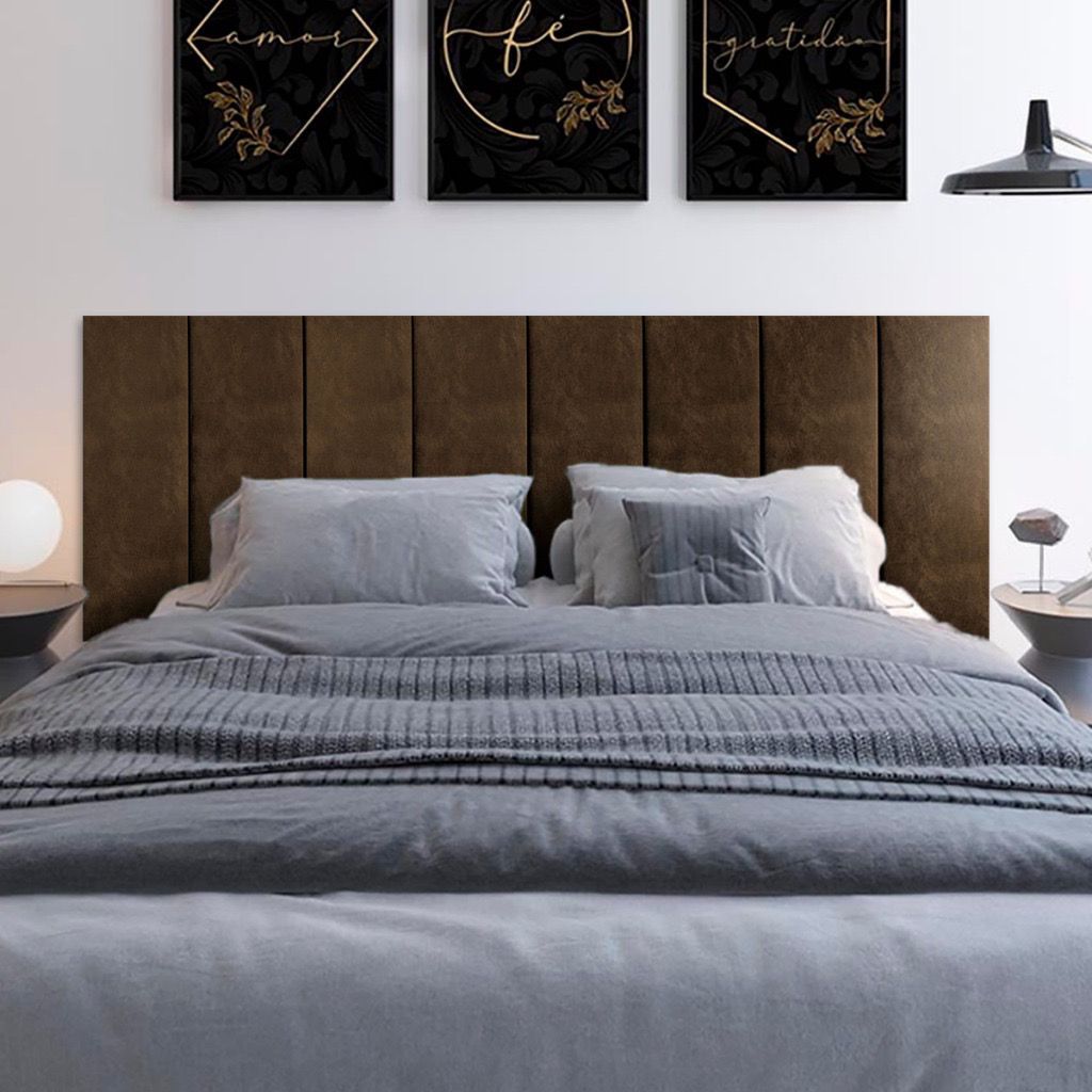 Kit 7 Placas 60x20 Painel Estofado Quarto Cabeceira Modular Estofada Autocolante Cama Box Queen