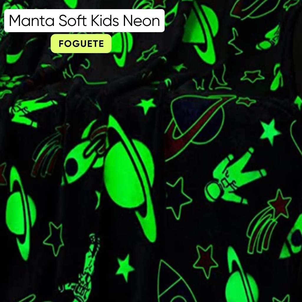 Cobertor Manta Infantil 2,00x1,80Mt Brilha no Escuro Antialérgico