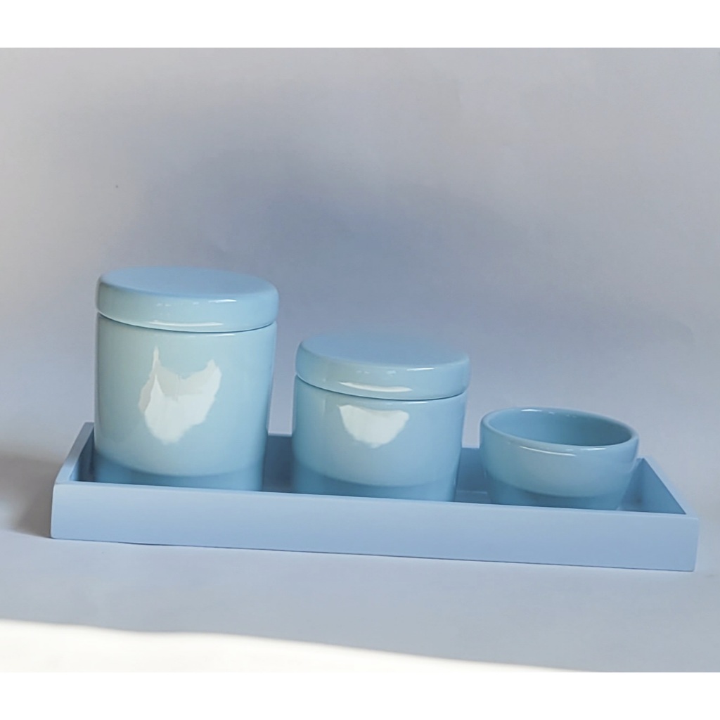 Kit Higiene Bebe Porcelana Azul Bebe Band Retang Azul Pçs