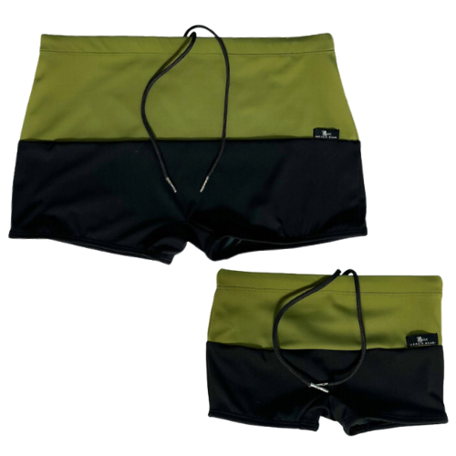 Kit Tal Pai Tal Filho Sunga Boxer Verde Militar e Preto