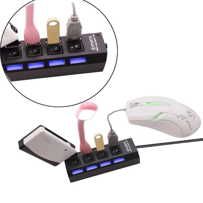 Adaptador Hub + Otg Usb Tipo C Adaptador 4 Portas Hub  Pen Drive Teclado Mouse