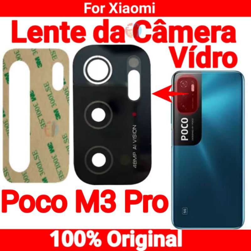 Lente da Camera Xiaomi Poco M3 Pro Vidro da Câmera Traseira Vidrinho Traseira Original em Oferta na Shopee