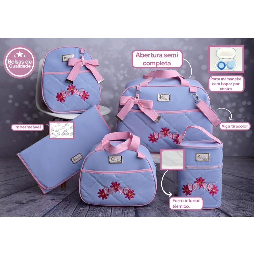 Kit Bolsas de Maternidade Menina Jardim Encantado mala de luxo para bebê luender baby