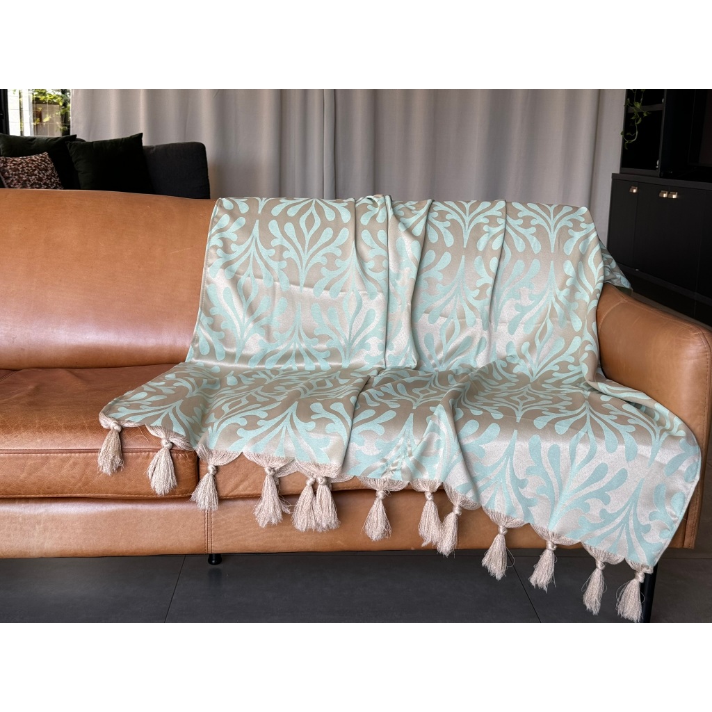 Xale Manta Para Sofá  1,40x1,8 Jaccard Tiffany Dourado Manta De Alta Qualidade Premium Decoração
