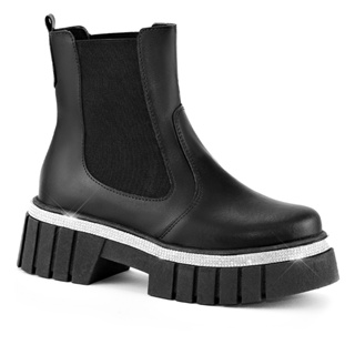 Bota Feminina Lumiss Strass Plataforma Tratorada Confortável Cano Baixo em Oferta na Shopee