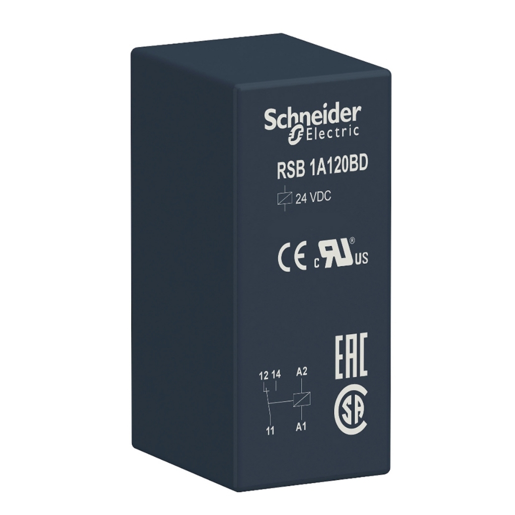 Relé De Interface Mini 12A 24Vcc 1Naf RSB1A120BD - Schneider Electric