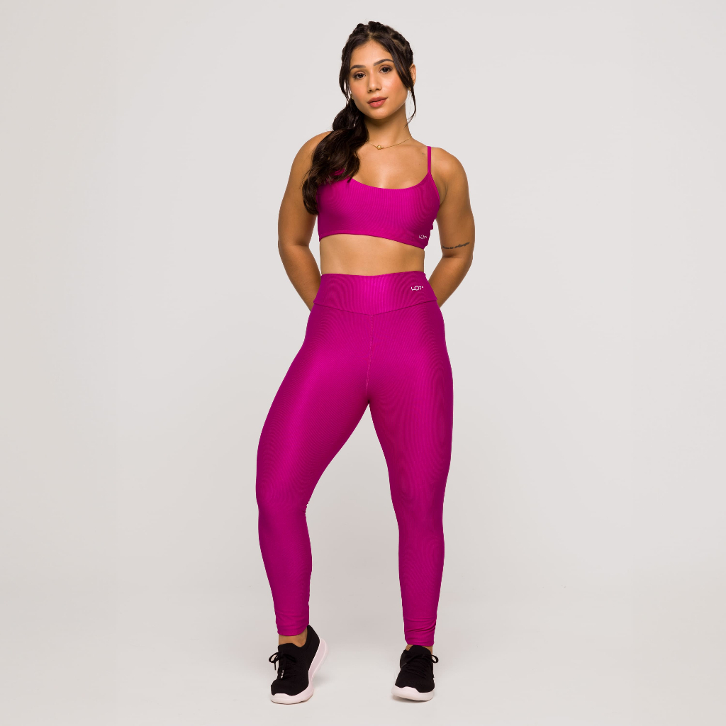 Conjunto Fitness Academia Feminino Top e Calça Legging Poliamida Feminina Crossfit Coleção Glow